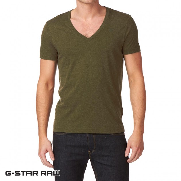 G-Star Mens G-Star Base V 2 Pack T-Shirt - Wild Olive