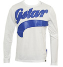 White Long Sleeve T-Shirt with Blue Logo