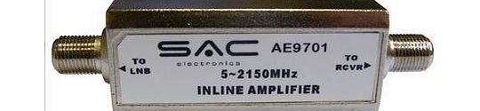 G-Tec SAC Electronics 20dB Inline Sat Satellite Amplifier amp singal booster