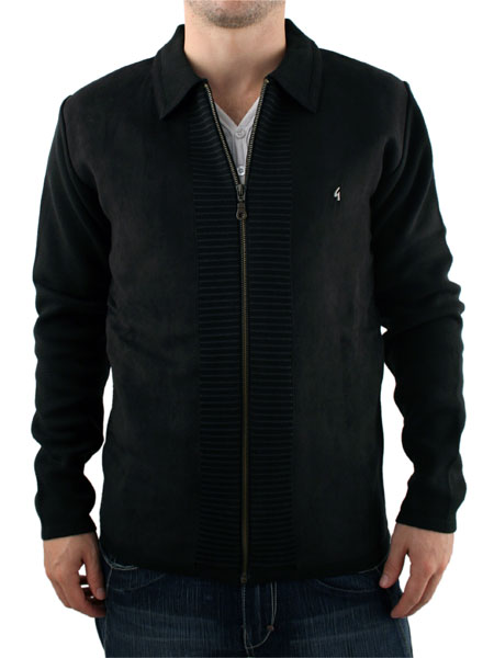 Gabicci Vintage Black Panel Front Zip Cardigan