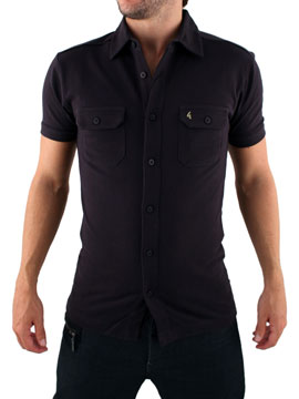 Gabicci Vintage Charcoal Button Thru Polo Shirt