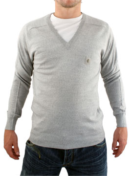 Gabicci Vintage Grey Marl V-Neck Knit