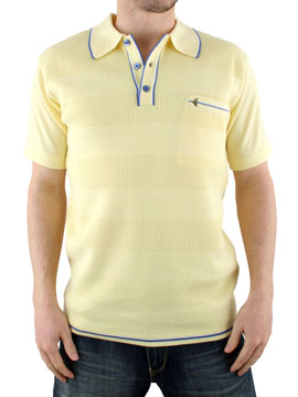 Gabicci Vintage Yellow Waffle Polo Shirt