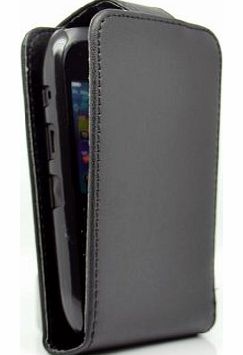 Gadgedwarehouse - Blackberry Curve 9320 Black Flip Premium Top Flip PU Leather Designer Case Accessories Cover And Screen Protector Film