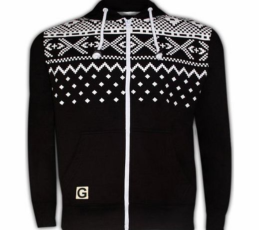 New Mens Aztec Print Zip Up Hoody Sweatshirt Hooded Fleece Top S to XXL Jumpers