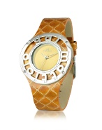 Gai Mattiolo Patent Croco Stamped Leather Signature Round Dress Watch