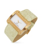 Gai Mattiolo Rose Gold Plated Croco-Stamped Band Dress Watch