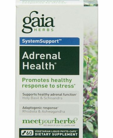 Gaia Herbs Adrenal Health, 60 liquid-filled veg capsules, Bottle