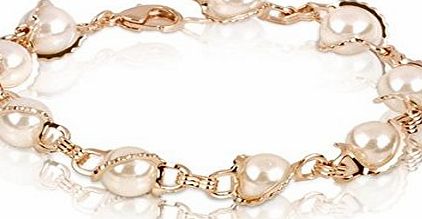 Galaxy Fashion JewelleryTM 18ct Gold Finish Bracelet with Swarovski Pearls