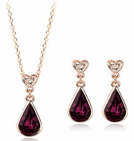 Galaxy Fashion JewelleryTM 18ct Gold Finish Jewellery Set with Swarovski Amethyst Crystals