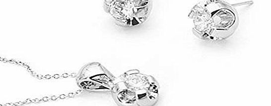 Galaxy Fashion JewelleryTM 18ct White Gold Finish Jewellery Set with Swarovski Crystals