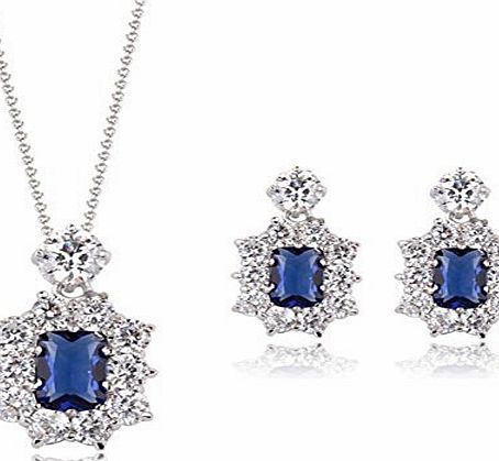 Galaxy Fashion JewelleryTM 18ct White Gold Finish Luxury Jewellery Set With Swarovski Sapphire Crystals