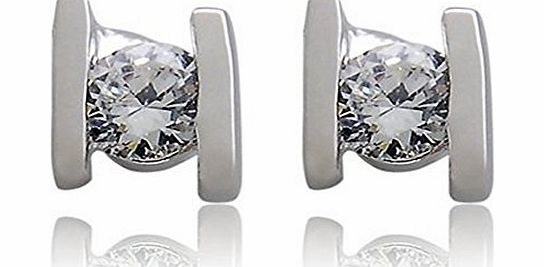18ct White Gold Finish Stud Earrings With Swarovski Cubic Zirconia