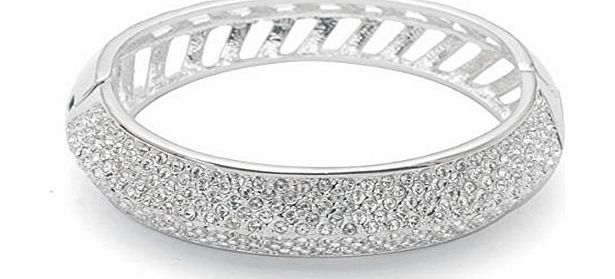 Galaxy Fashion JewelleryTM Luxury Bangle with Swarovski Diamond Crystals in Platinum Finish