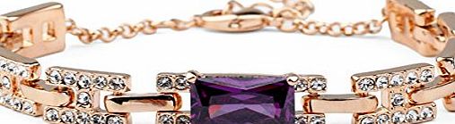 Galaxy Jewellery Swarovski Elements Amethyst Bracelet 18ct Gold Finish