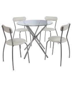 Round Clear Glass Dining Table and 4