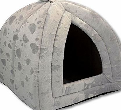 GALINDO Luxury Pet Igloo Dog Cat Soft Comfy House Bed Igloo (GREY)