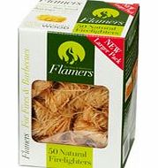 Flamers 50 Natural Stove-Barbecue BBQ Firelighters NEW Larger Pack