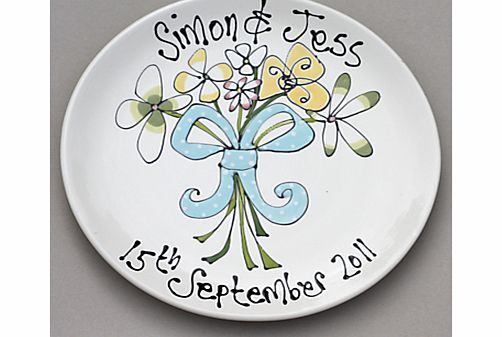 Gallery Thea Personalised Wedding Plate, Bouquet