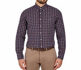 Blue and white pure cotton checked shirt