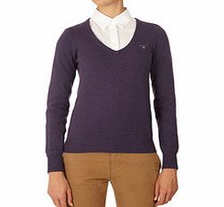 Gant Purple pure lambswool V-neck jumper
