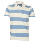 Gant Bar Stripe Dove Blue and White Polo Shirt