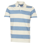 Gant Rugger Gant Bar Stripe Dove Blue and White Polo Shirt