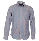 Gant Rugger Gant Moes Pinstripe H Tab Collar Blue