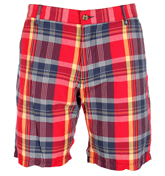 Gant Rugger Gant Poplin Madras Check Magma Red Green Shorts