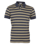 Gant Striped Thunder Blue and Yellow Polo Shirt