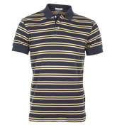 Gant Rugger Gant Striped Thunder Blue and Yellow Polo Shirt