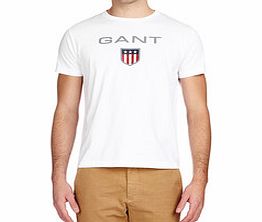 Gant White cotton crew neck logo T-shirt