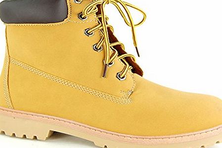 Garage Shoes Womens Lace Up Ankle Boots Ladies Flat Retro Vintage Rugged Worker Lace Up Honey Faux Suede Size 7 UK