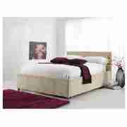 Garbo Double Bed, Ivory Faux Suede with Simmons