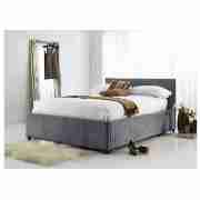 Garbo King Bed, Grey Faux Suede with Sealy