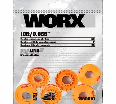 Garden at Home WORX WA0010 Replacement 10-Foot Grass Trimmer/Edger Spool Line 6-Pack for WG150, WG151, WG152, WG155, WG165, WG166, WG160, WG167, WG175