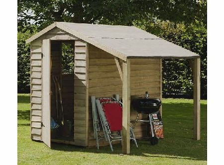 Garden Central 6 x 4 Shed Republic Essential Overlap Pressure Treated Shed with Lean-To