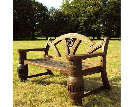 Garden Furniture Centre - Teak Ox Cart Axle Garden Bench