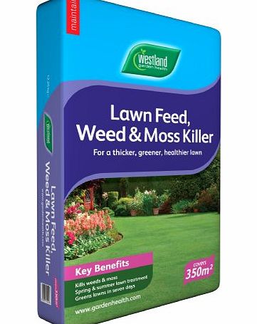 Garden Health Westland Lawn Food, 350 sq mtr - Weed and Moss Killer 12.5kg Bag (350 Square Metres Coverage with Garden Health Balanced Lawn Feed)