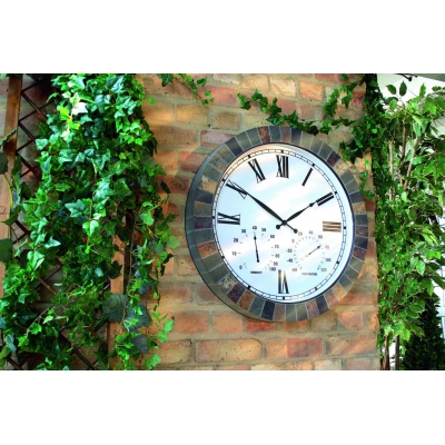 Garden King Slate Garden Wall Clock with Thermometer and Hydrometer (60cm)