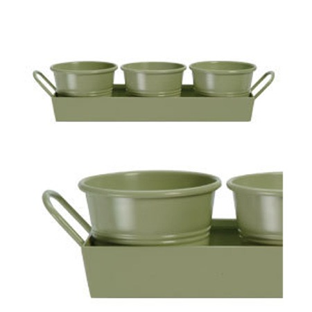 Garden Trading 3 Plant Pots on a Tray APPLE GREEN
