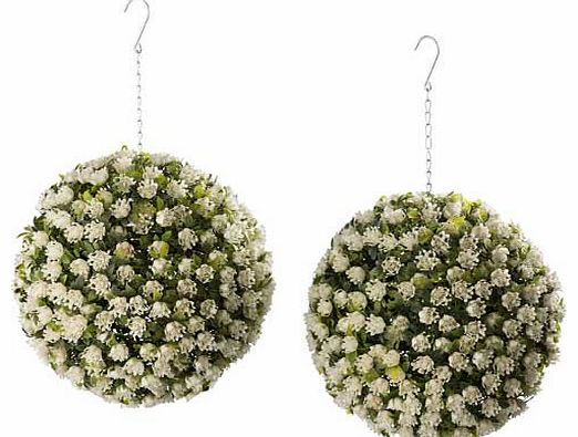 Garden XP Artificial 28cm White Rose Balls - Pack of 2