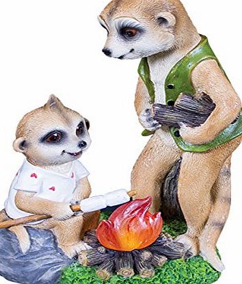 GardenKraft 20780 ``Campfire Papa and Baby Ollie Meerkats Solar Light`` Decorative Garden Ornament