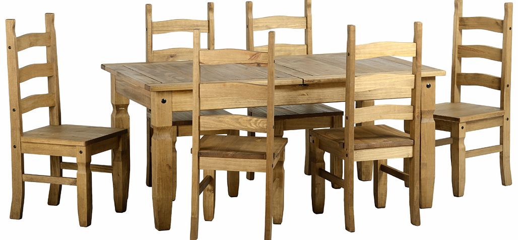 Gardens and Homes Direct Cortez Corona Pine 6 Seat 2m Extending Dining Set