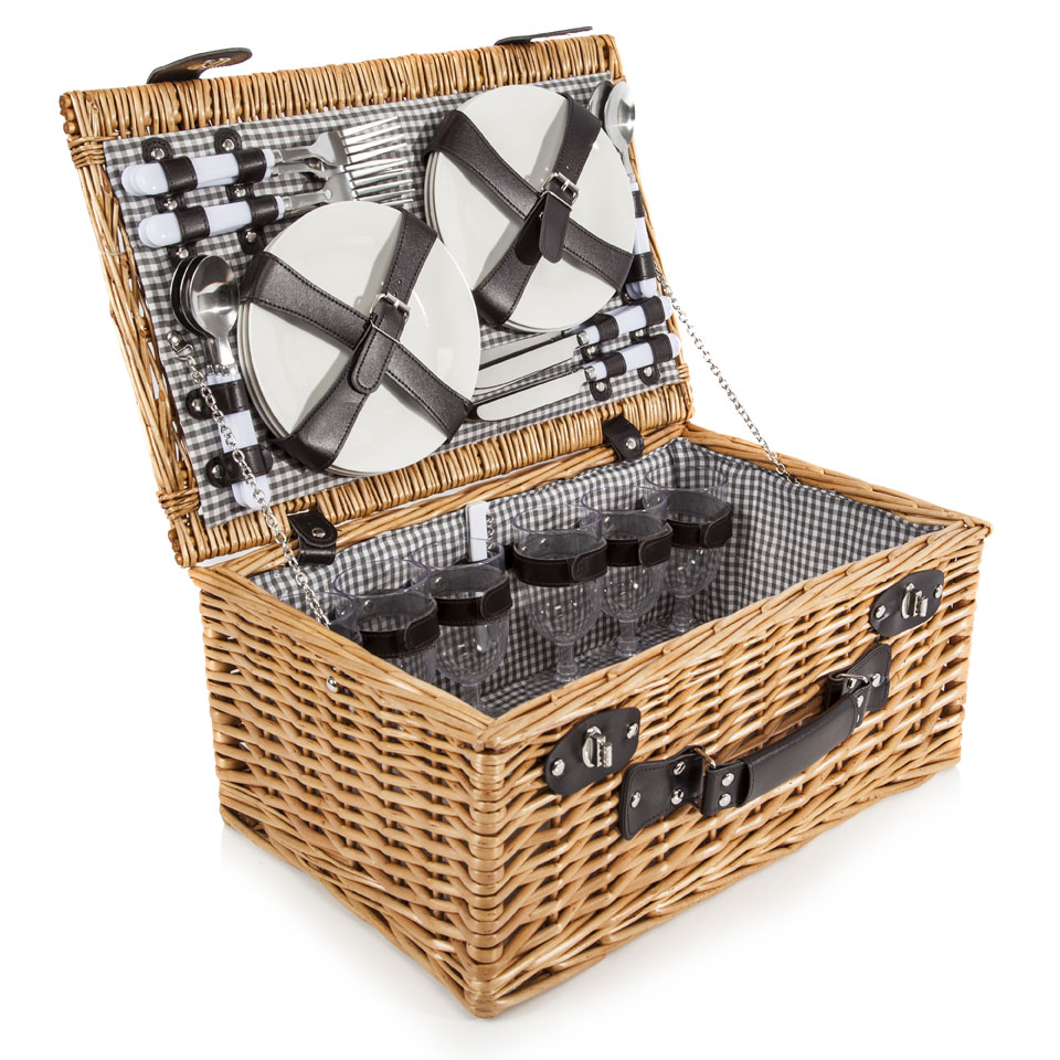 Gardens and Homes Direct Epsom Traditional Wicker Picnic Basket for Six
