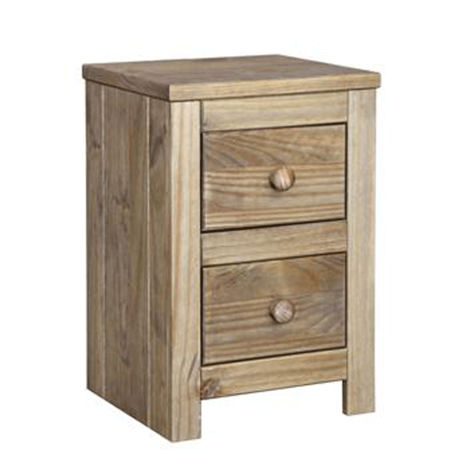 Gardens and Homes Direct Hacienda 2 Drawer Petite Pine Bedside Table