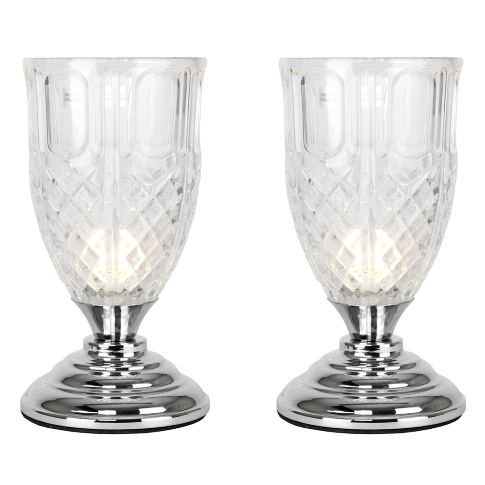 Gardens and Homes Direct Pair of Goblet Touch Table Lamps in Chrome