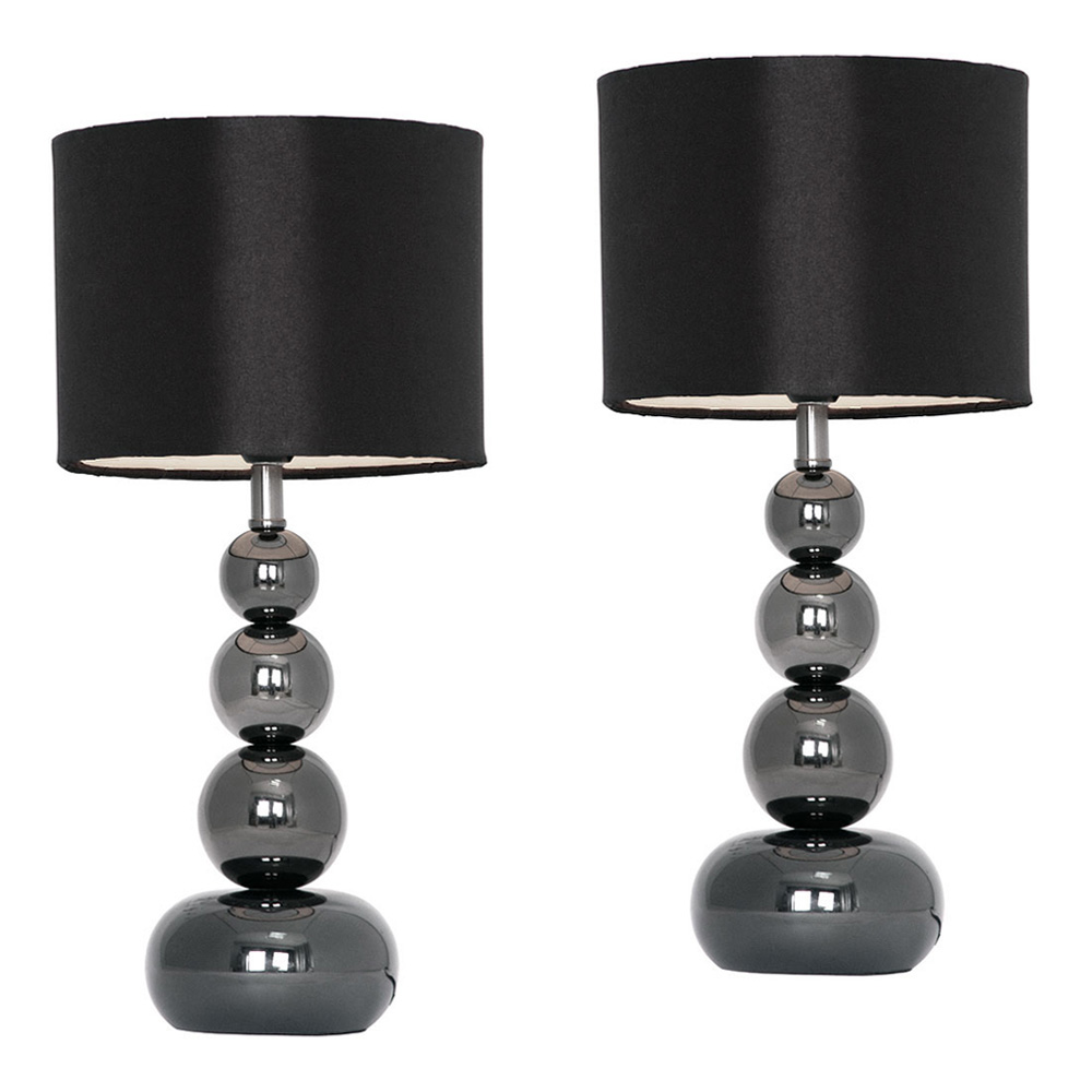 Pair of Marissa Black Chrome Touch Table Lamps