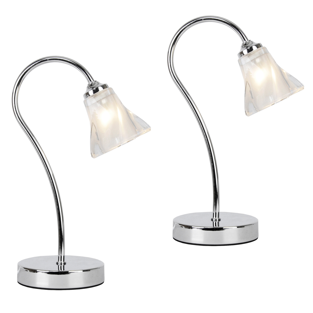 Gardens and Homes Direct Pair of Swan Neck Touch Table Lamps in Chrome