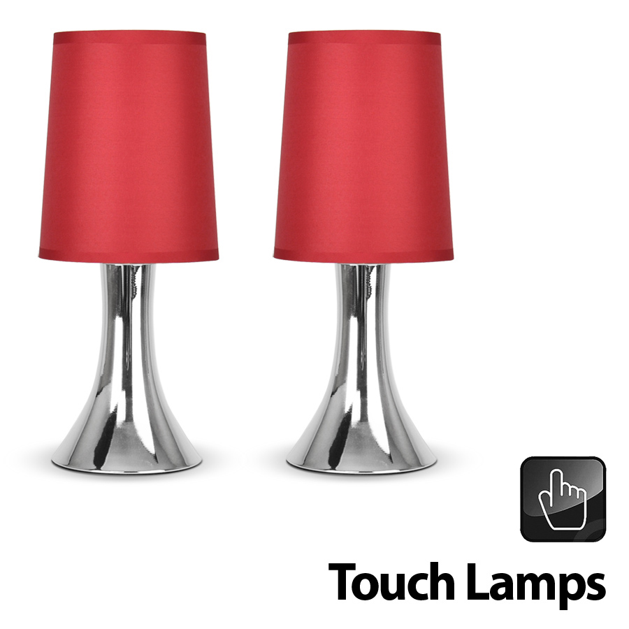 Gardens and Homes Direct Pair of Trumpet Touch Table Lamps in Chrome with